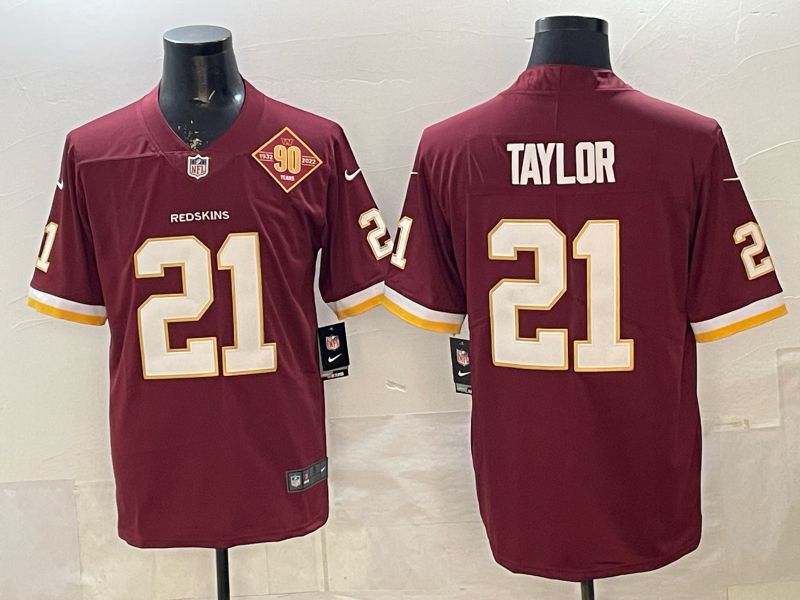 Men 2026 Washington Redskins #21 Taylor Red Limited Nike NFL Jersey style 04